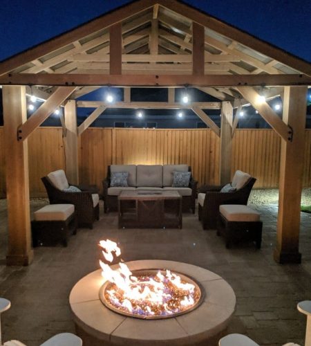 Pergola, Fire pit, pavers, backyard makeover.